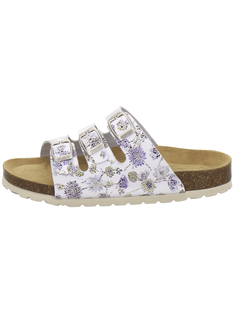 Pantoletten Damen Dreischnaller marine-flower