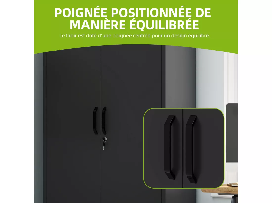 YITAHOME Armoires de Rangement de Bureau, Acier allié, Noir