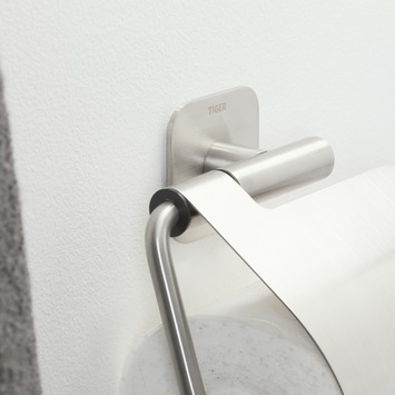 Tiger Toiletrolhouder Colar RVS met Klep