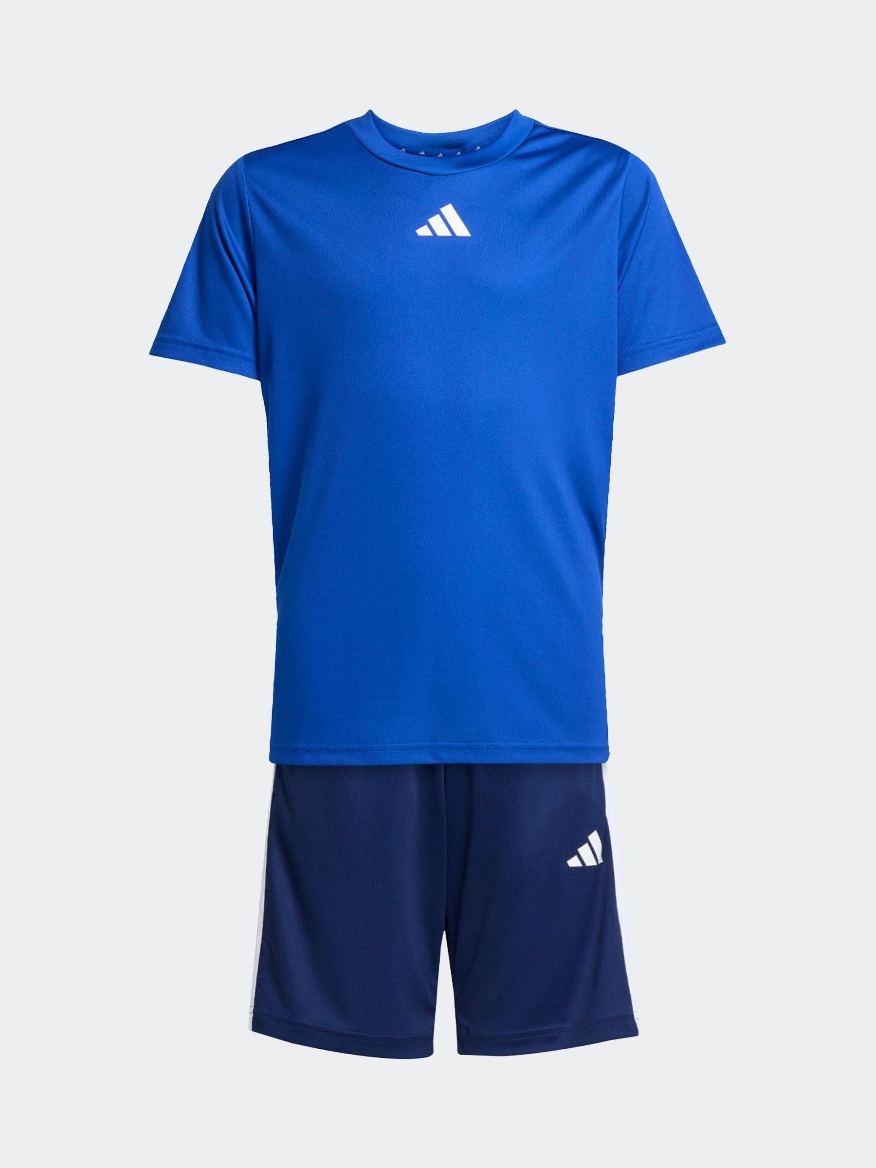 Blauw - adidas Train Essentials 3-Strepen Kids T-shirt & Shorts Set