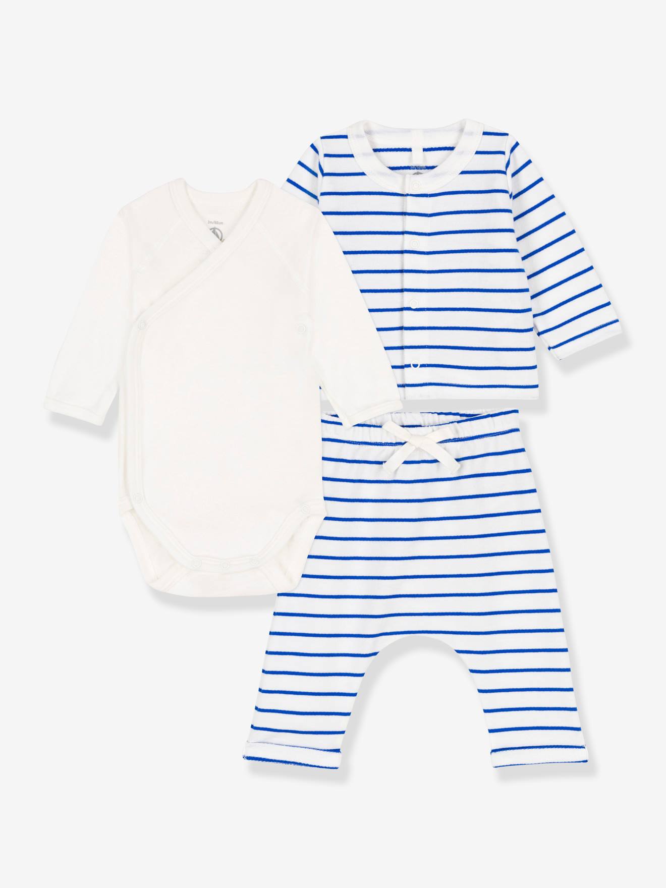 Conjunto de fleece leve de 3 peças PETIT BATEAU, branco