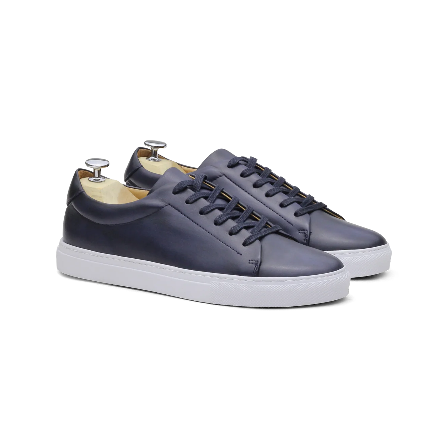 Kooper-Sneakers / Basket en cuir marine lisse