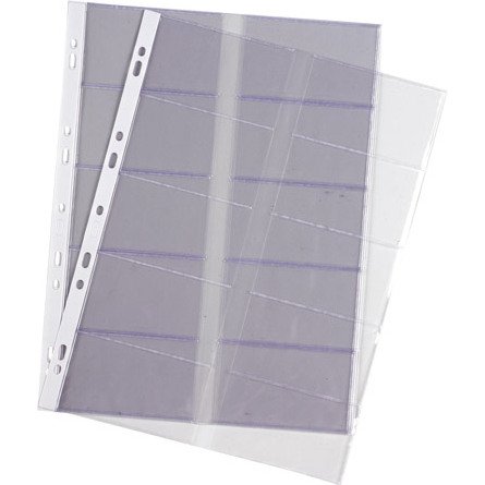 Pochettes perforées OXFORD A4 pour cartes de visite PVC lisse 10/100e - Paquet de 10