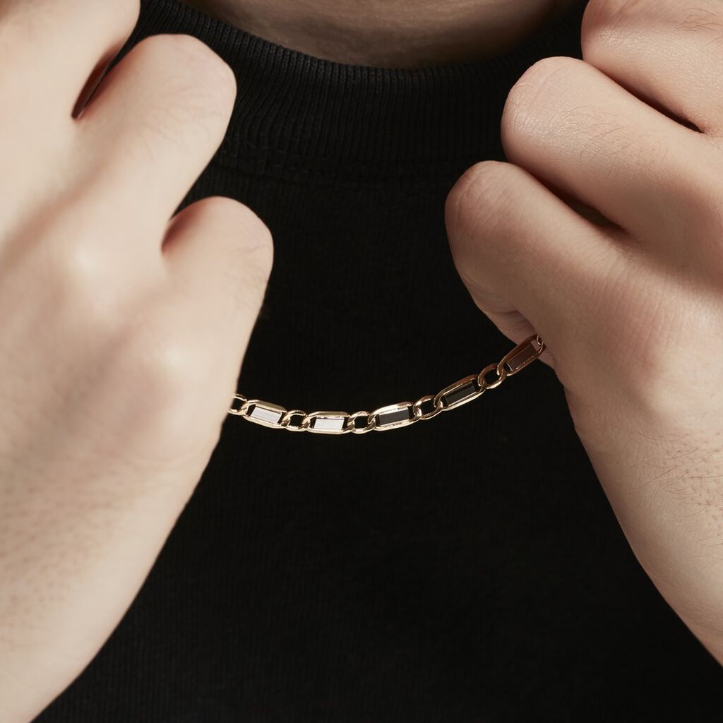 Collier Danae Maille Plaquette Alternée 1/1 Or Bicolore