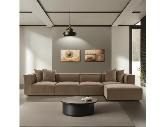 CONCEPT1 - Canapé tissu Sora angle marron 350 x 190 x h65