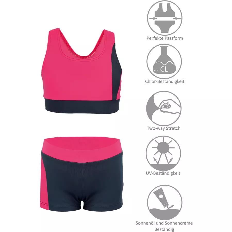 Aquarti Mädchen Sport Bikini - Racerback Bustier & Badehose dunkelgrau