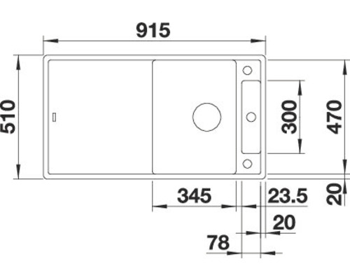 Blanco AXIA III 5 S spoelbak, 915 x 510 mm, zacht wit, zonder multifunctionele kom, 527039