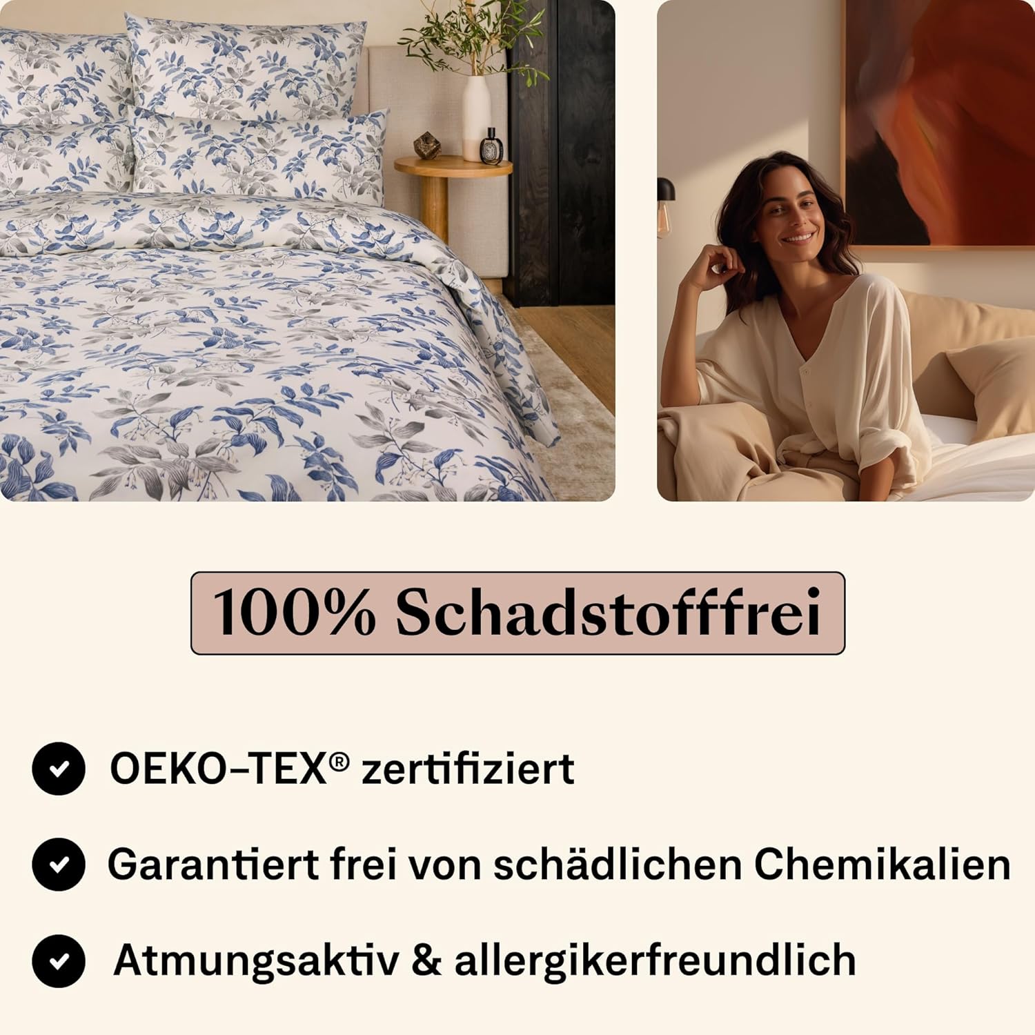 Mako Satin Bettwäsche 135 x 200 cm Floral| 100% langstaplige Baumwolle Bettwäsche Set 135x200 inkl. 40x80 Kissenbezug| Blumenmuster| Hotelbettwäsche 135x200 CARA