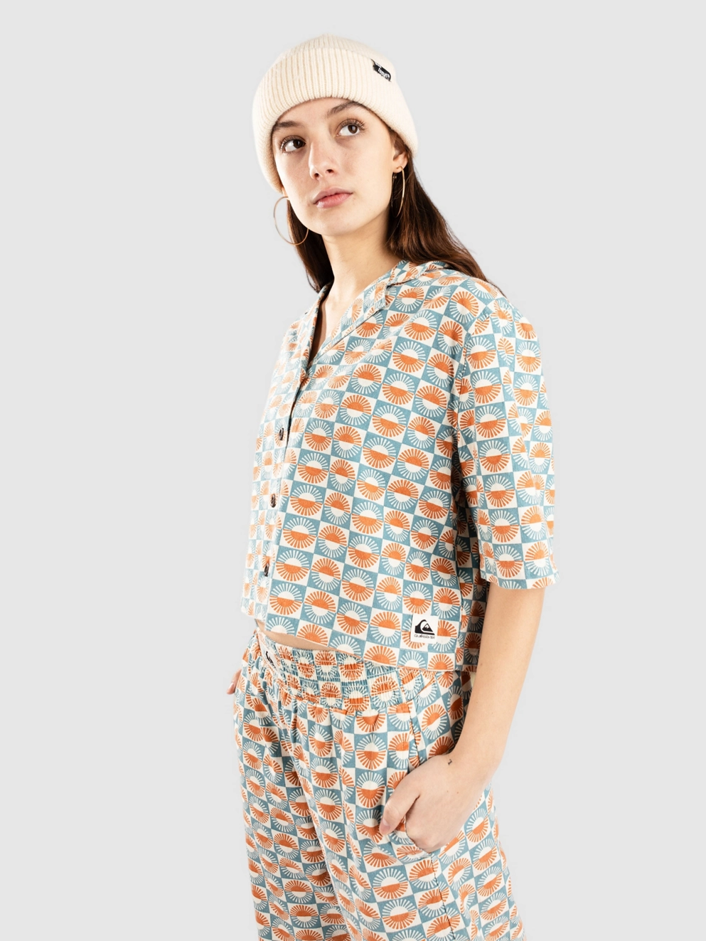 Quiksilver Dad Crop Fit Cotton Shirt brittany blue florever