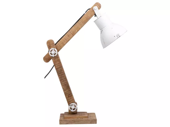Lampe sur pied articulée en bois et métal blanc 17x22x79h