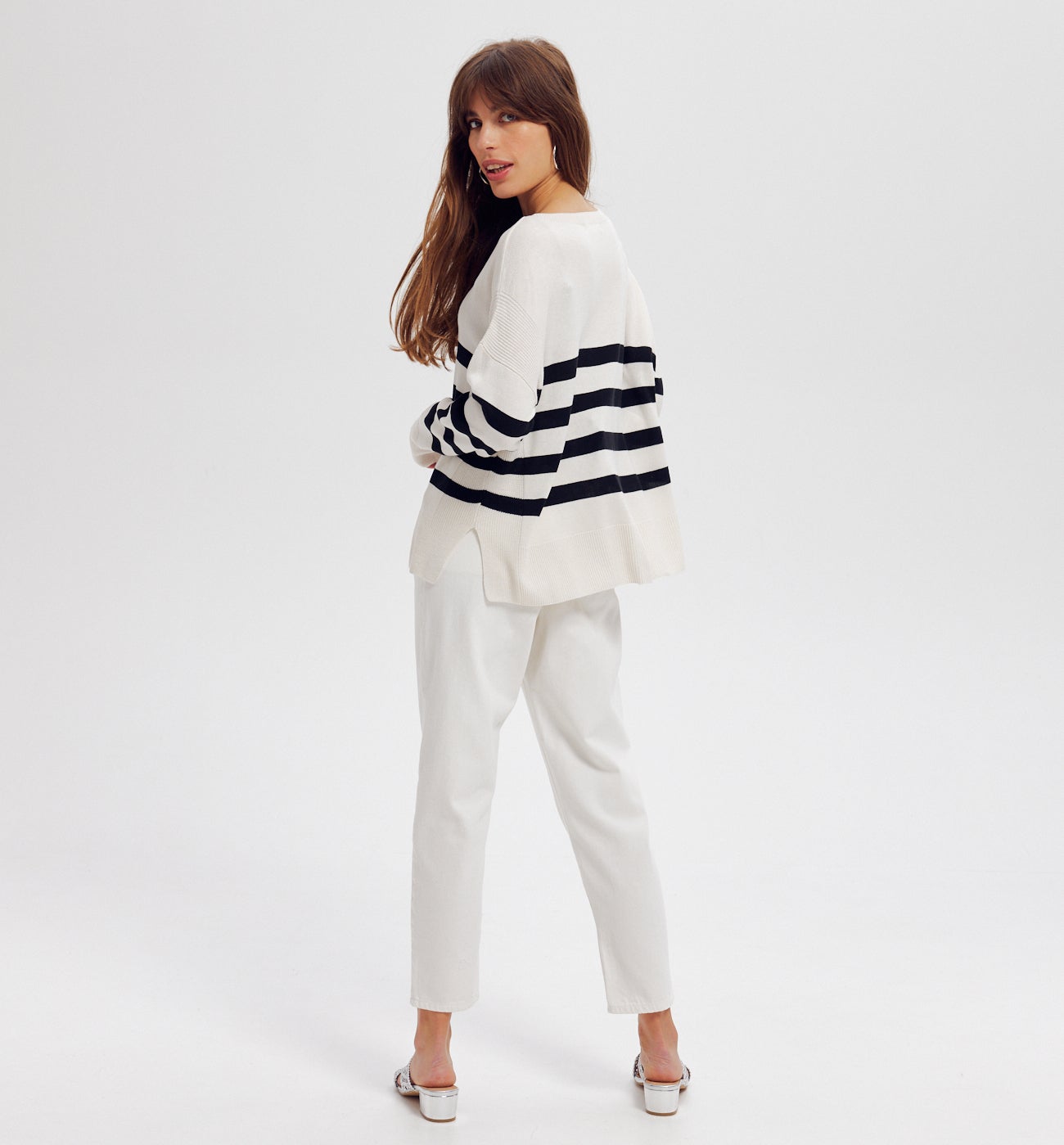 Pull marin rayé Femme - Rayé Noir