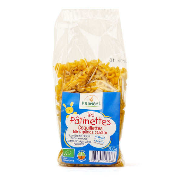 Les Pâtinettes coquillettes au blé, quinoa et carottes - Pâtes bio