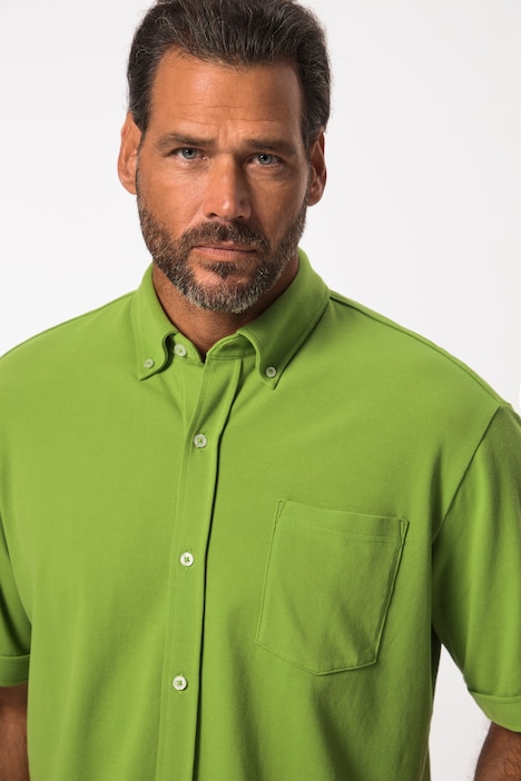 Piqué-Hemd, FLEXNAMIC®, Halbarm, Buttondown-Kragen, Modern Fit, bis 8 XL