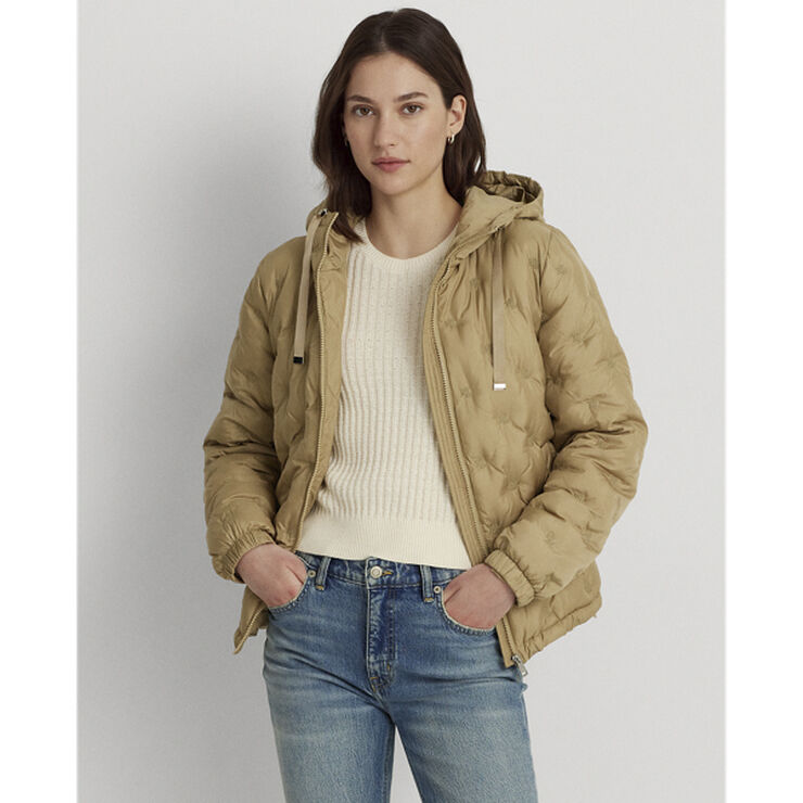 Lauren Ralph Lauren Logo Quilted Hooded Jacket Birch tan