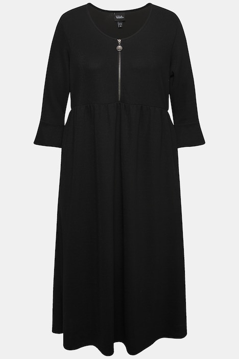 Midikleid, Reißverschluss, V-Ausschnitt, 3/4-Volantarm