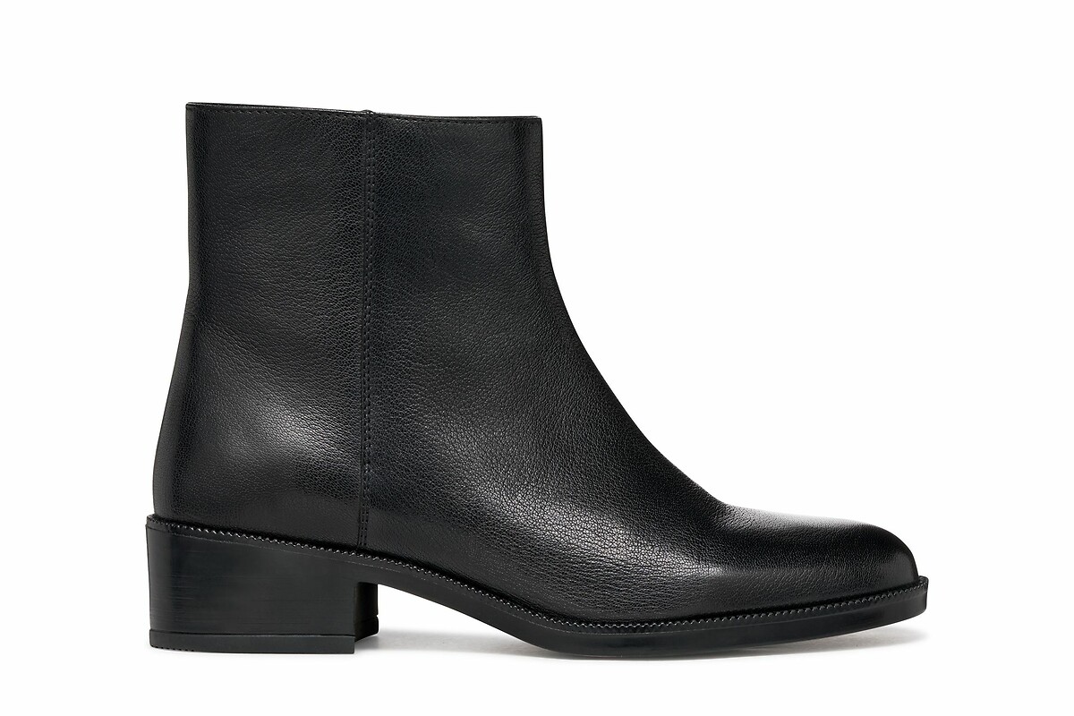 GEOX<br>Botas de tornozelo em couro respirável com zíper Camexia