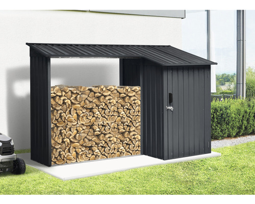 Haardhoutberging inclusief berging 270 x 105 x 158 cm antraciet
