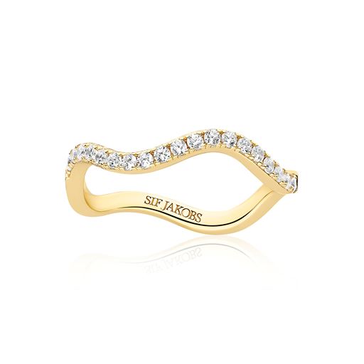 Sif Jakobs Jewellery Ellera Waves Ring, Gold Plated, 56