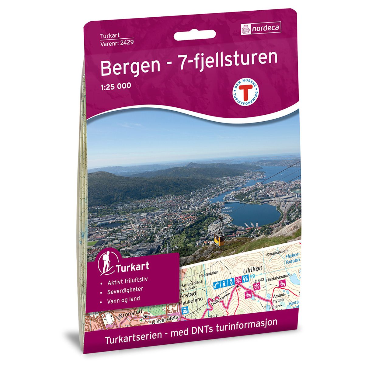 Turkart, Bergen 7-Fjellsturen<br>Målestokk 1:25 000