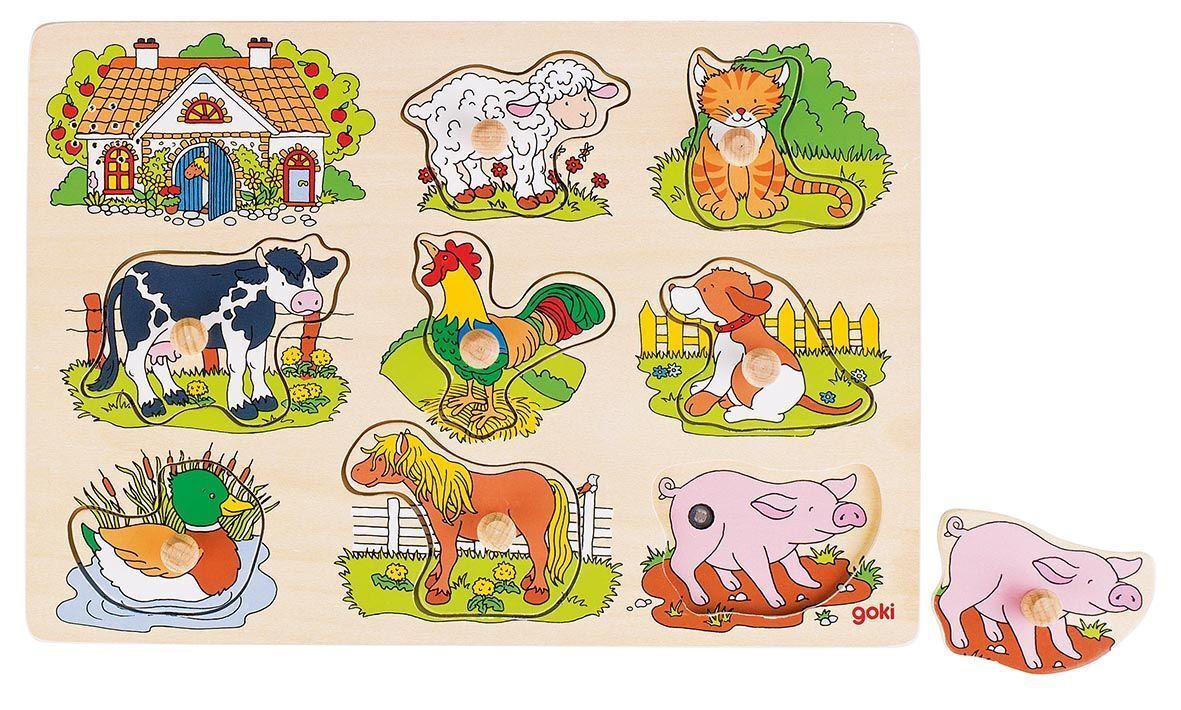 Steckpuzzle – Tierstimmen Bauernhof 8-teilig in bunt