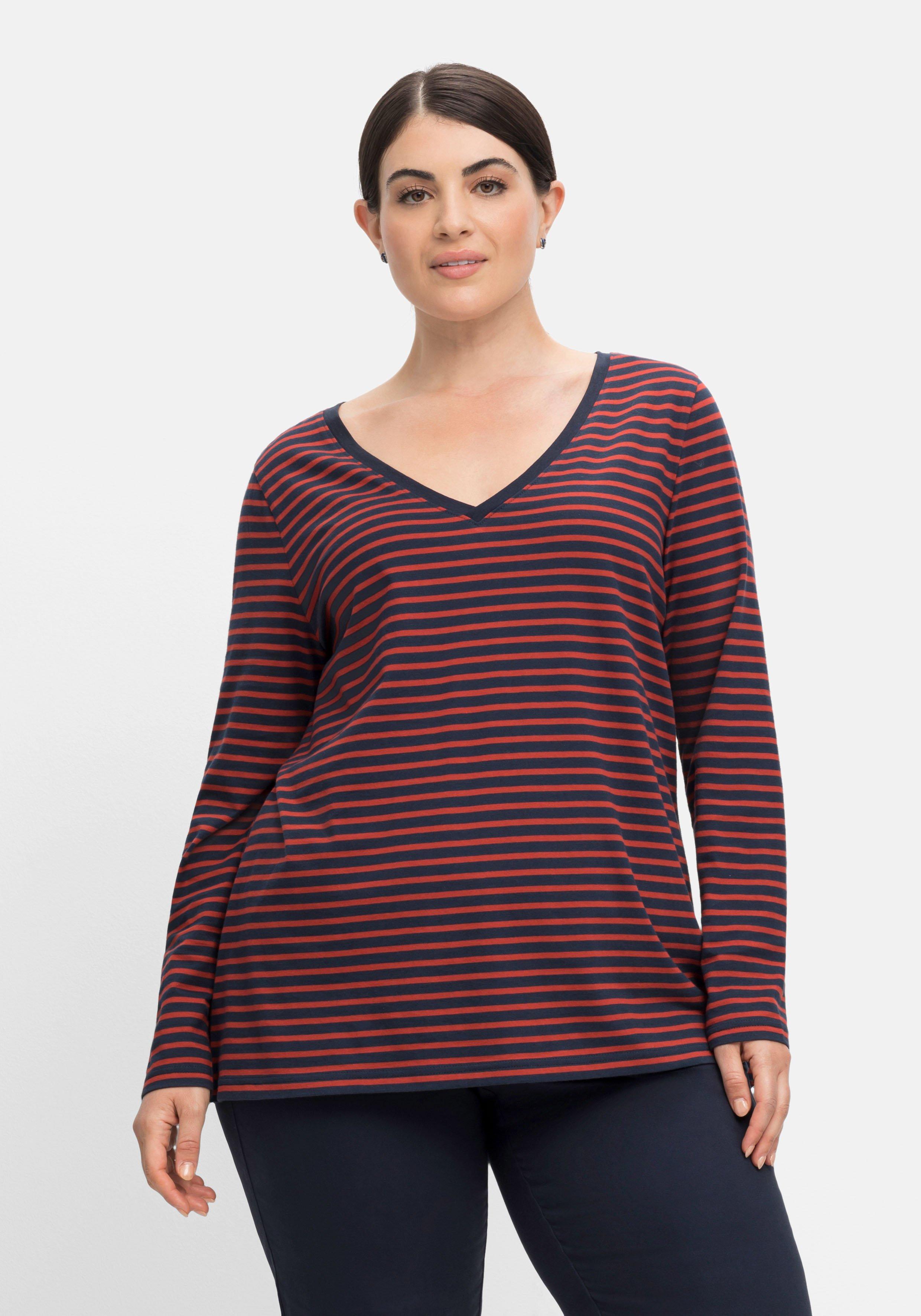 Set aus gestreiftem Langarmshirt und unifarbenem Top