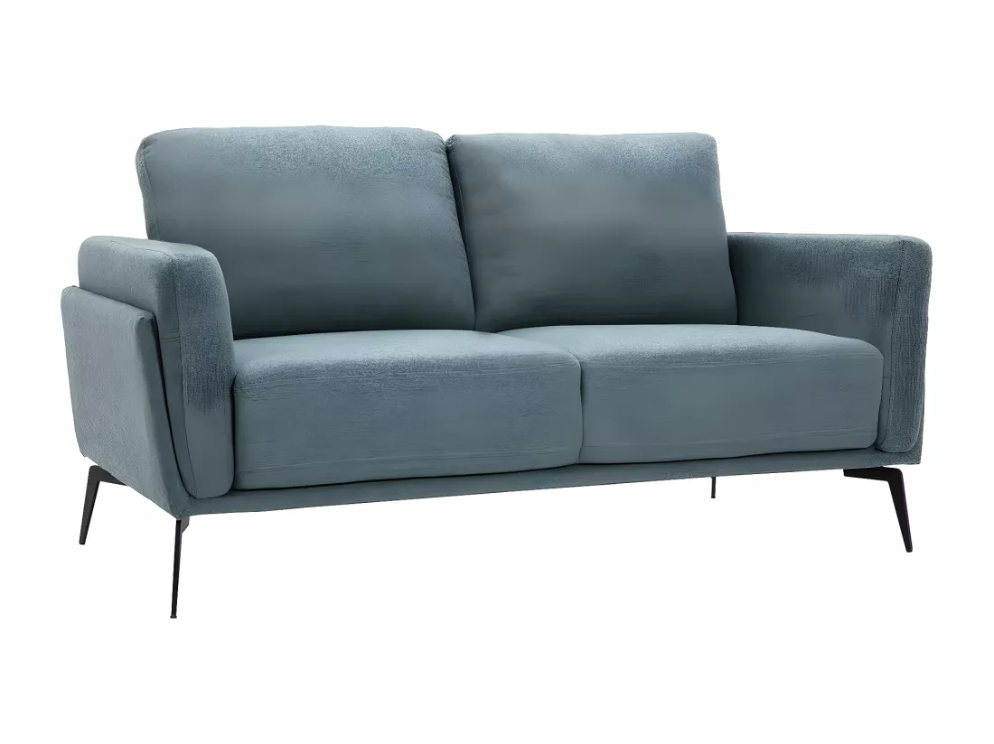 Canapé design 2 places en tissu vert de gris et métal noir MOSCO