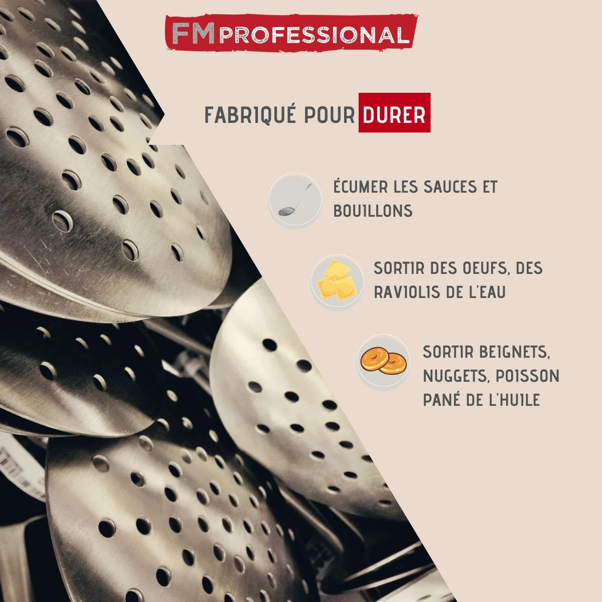 Ecumoire de cuisine inox 50 cm l Divers FM Professional