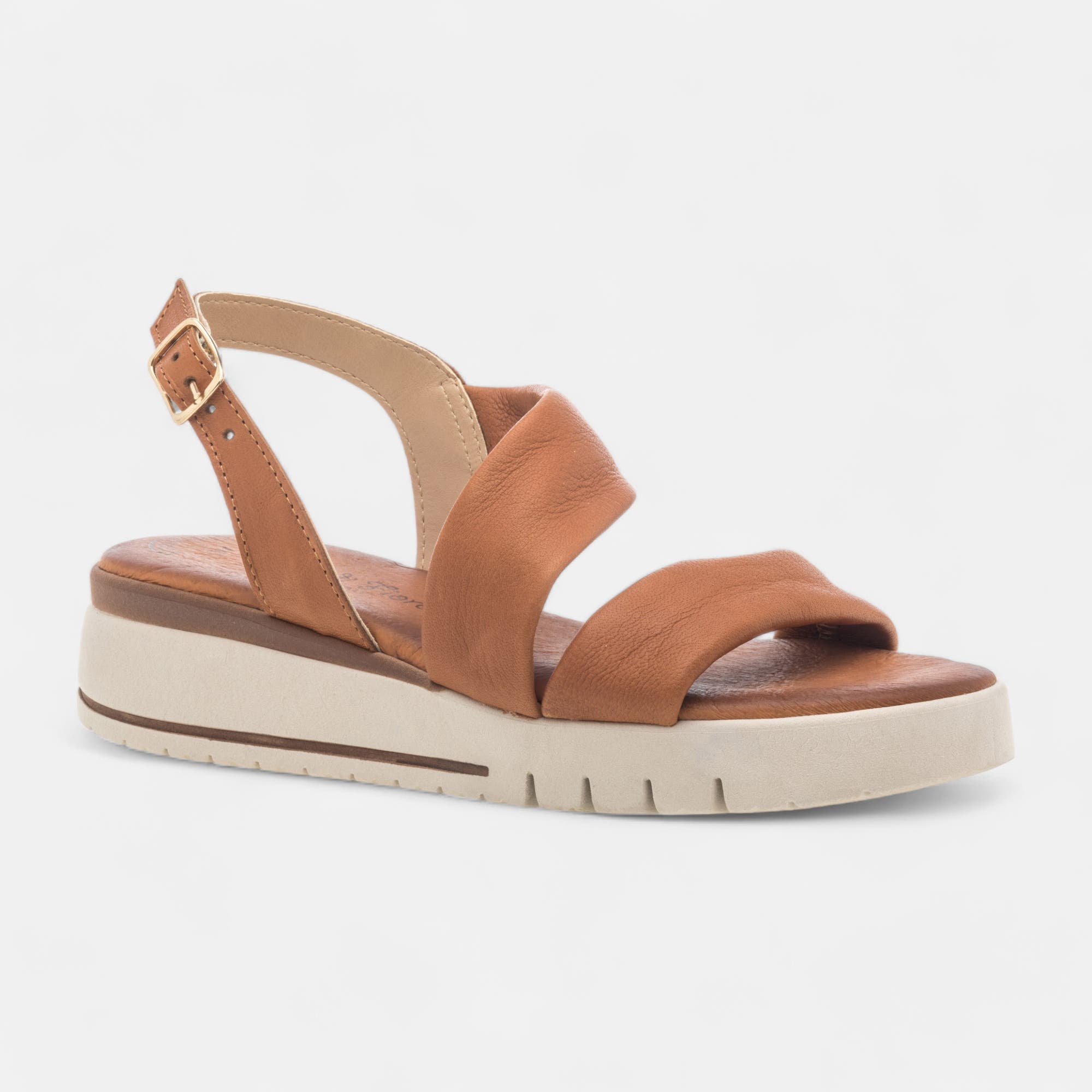 Sandales Femme en cuir cognac