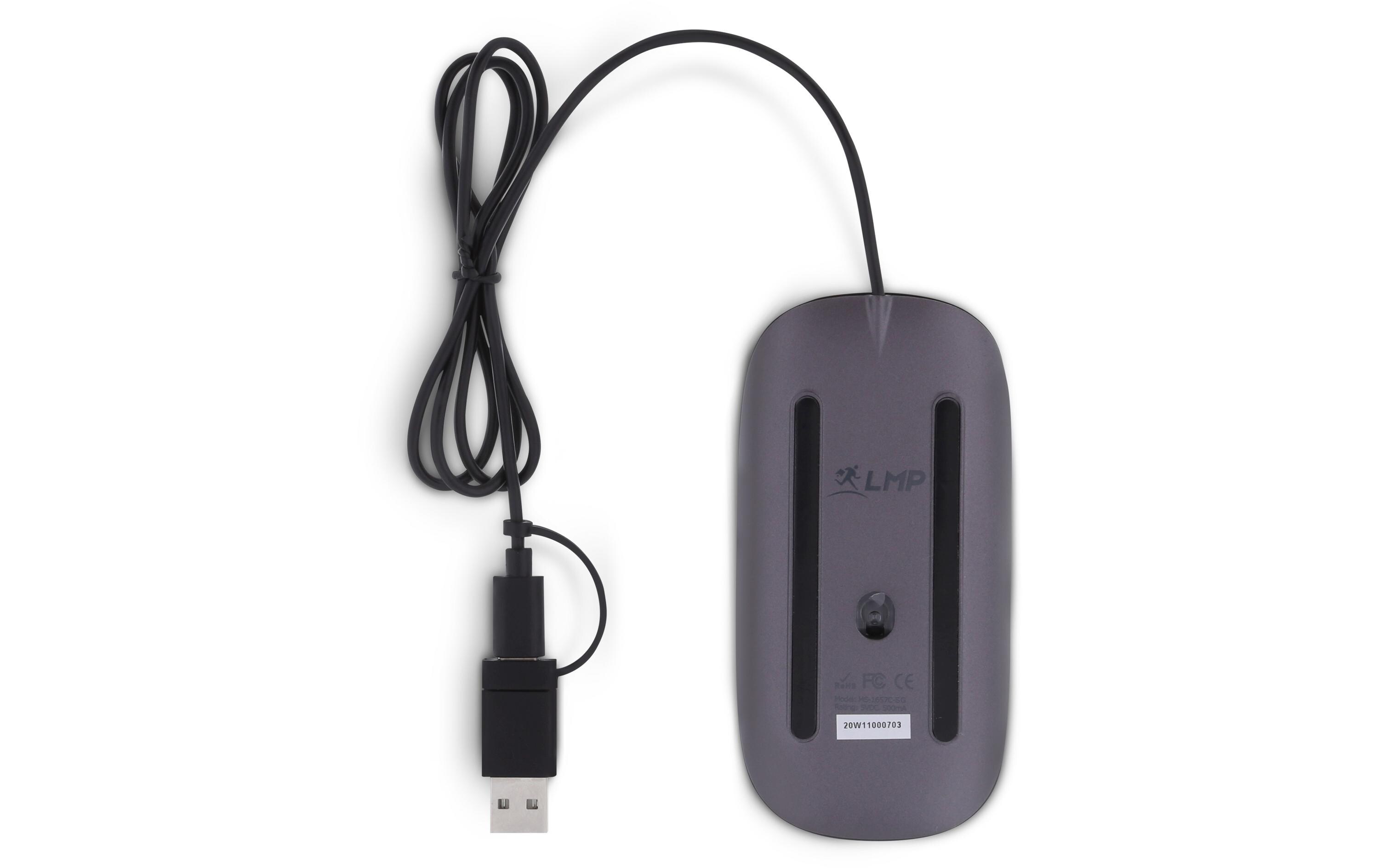 Easy Mouse USB-CFlache, verkabelte Maus mit USB-A und USB-C Anschluss