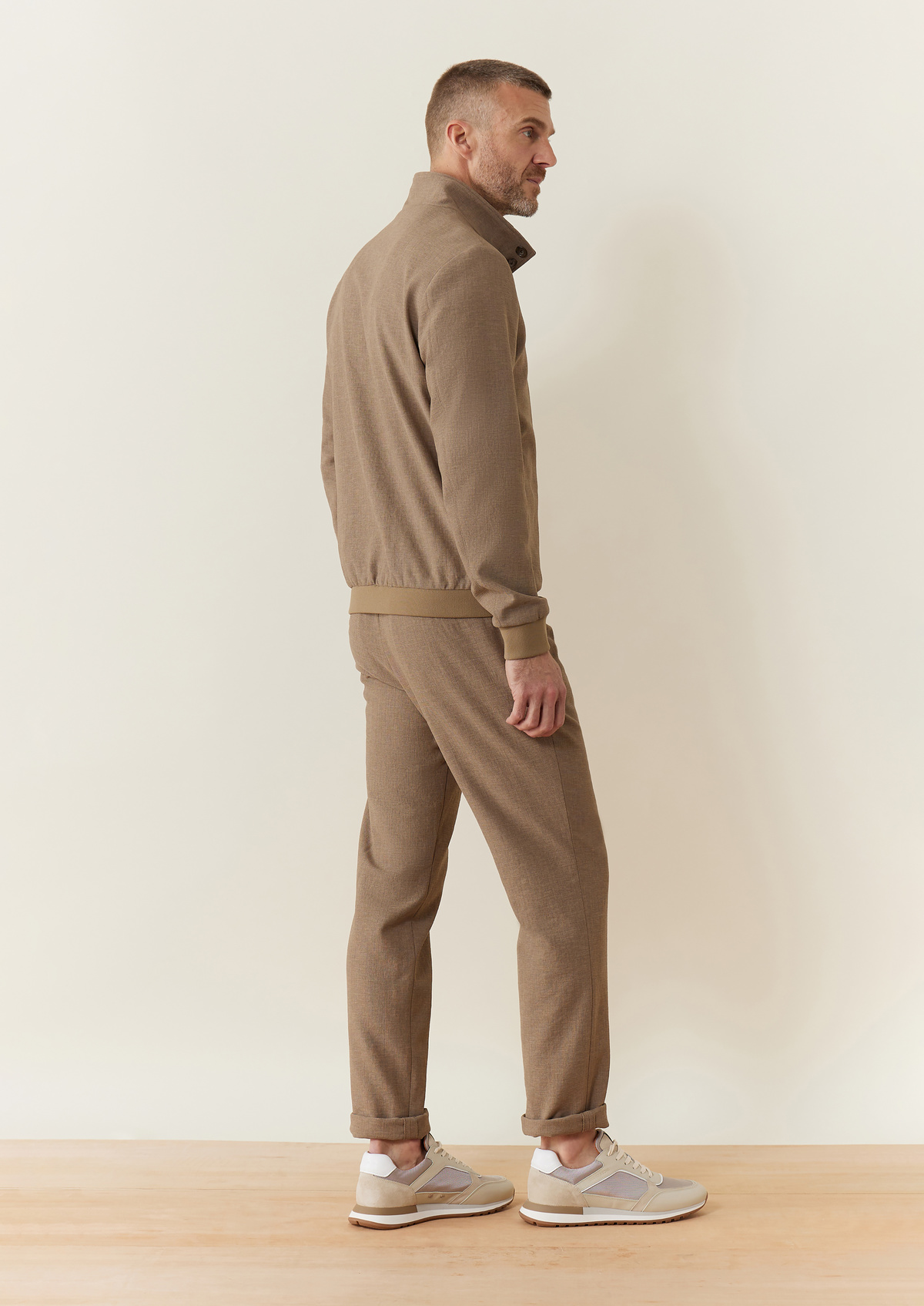 Pantalon Jeune coordonnable slim en polyester recyclé uni taupe