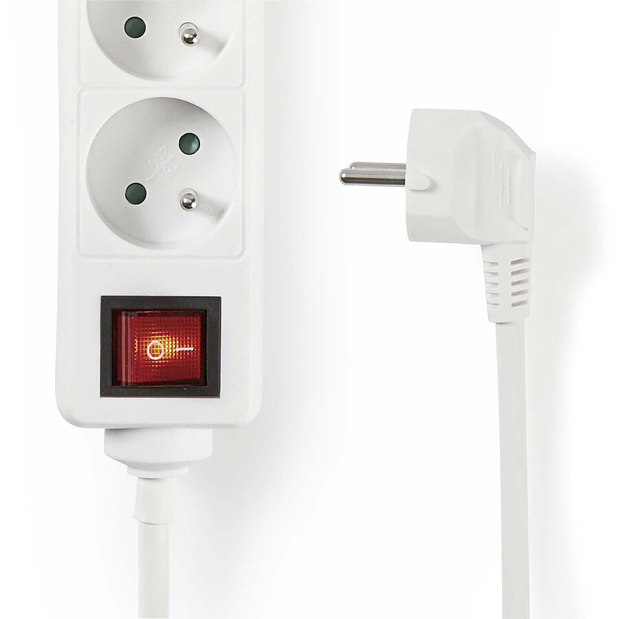 Nedis Multiprise 6 prises avec interrupteur - Blanc