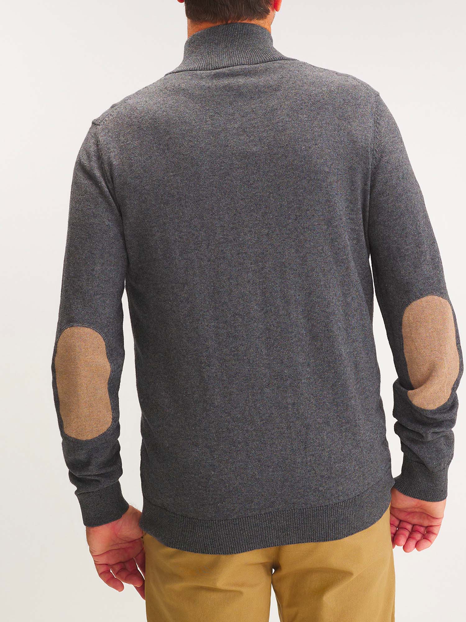 Gilet Homme Zippé Laine Coton Gris
