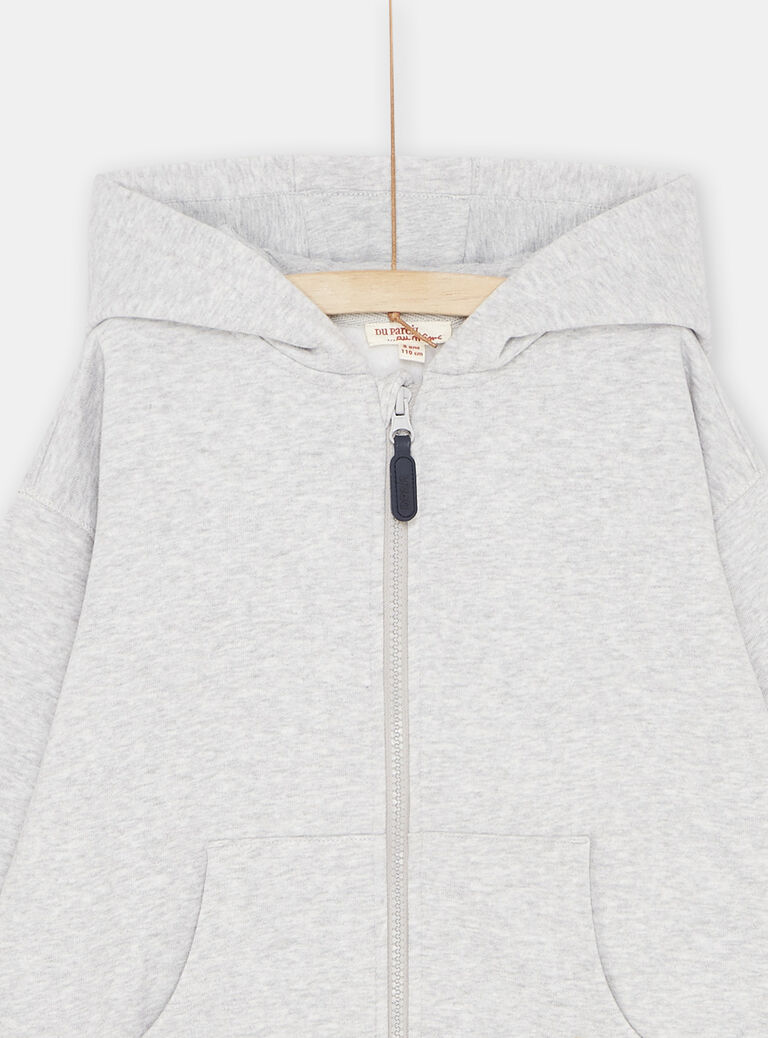 Haut de jogging gris chiné à capuche garçon