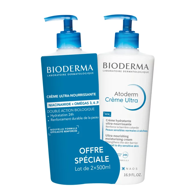 Atoderm Peaux Sensibles et Sèches Crème Ultra-Nourrissante - 2x500ml