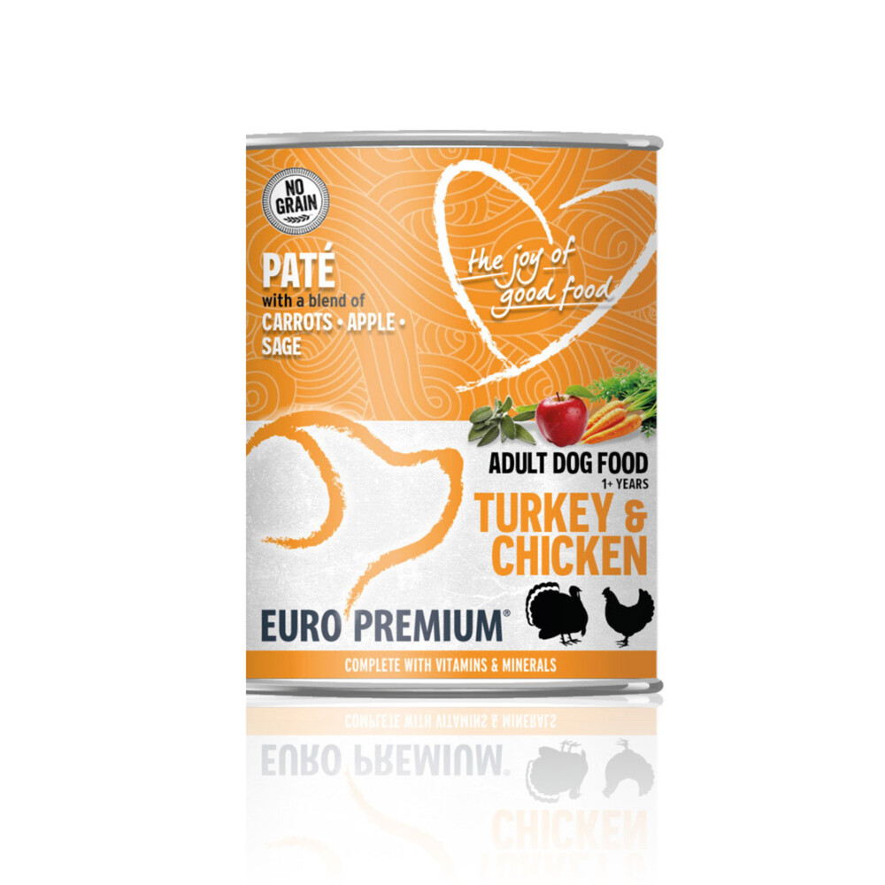 6x Euro-Premium Paté Adult Hondenvoer Nat Turkey & Chicken400 gr