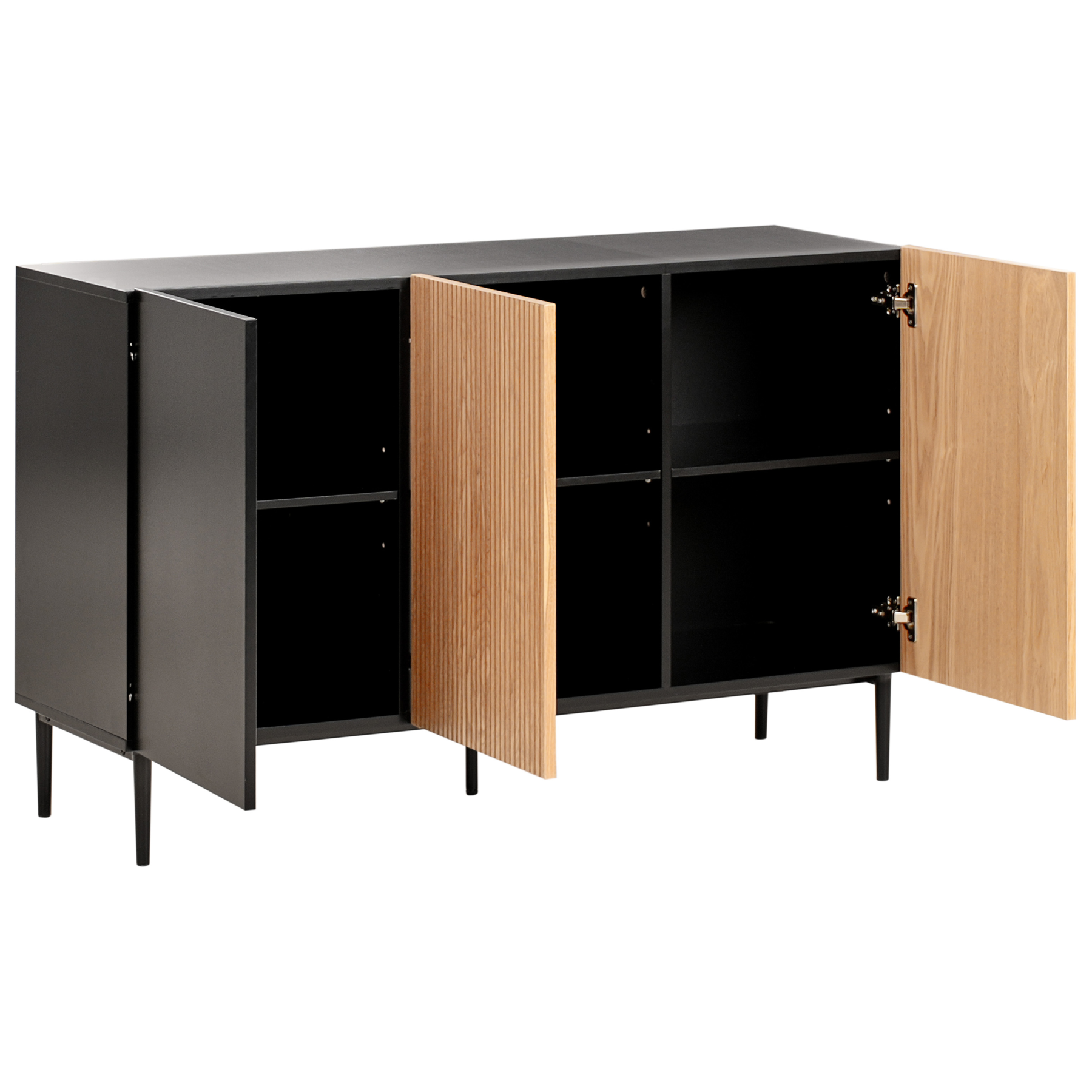 Beliani - BLYTHE - Sideboard 3-deurs - Zwart|Bruin - MDF