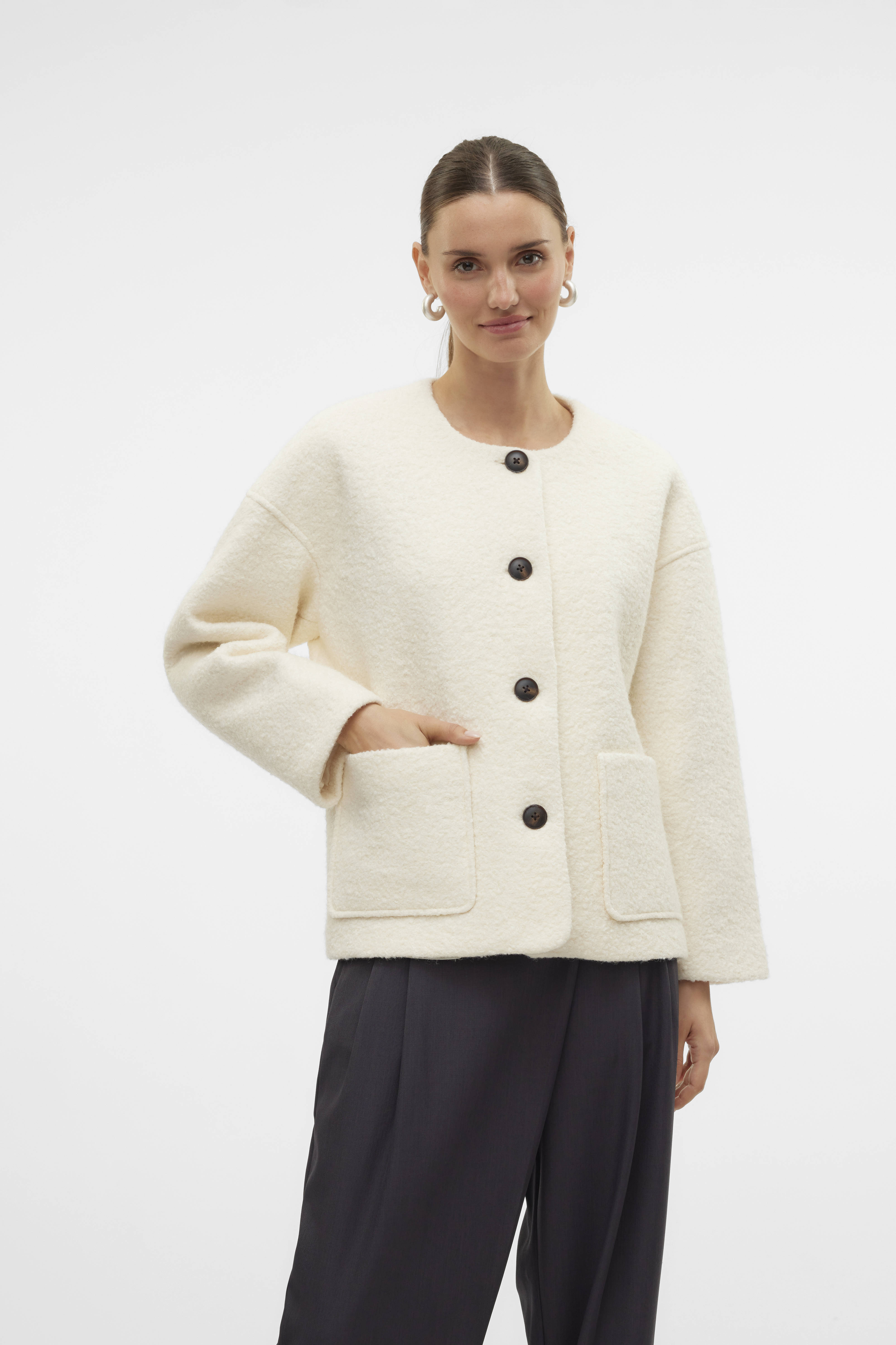 VERO MODA gewatteerde jas ecru