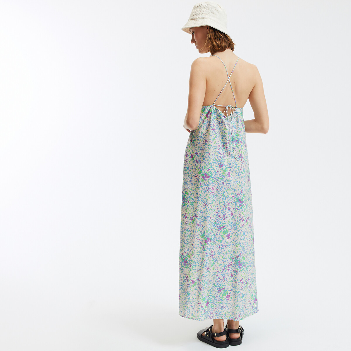 LA REDOUTE COLLECTIONS<br>Vestido maxi com alças finas e estampa gráfica