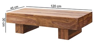 Couchtisch Marcalli 120x45 Massivholz Sheesham