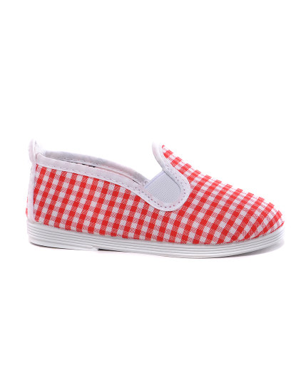Red Checkered Print Slip-ons