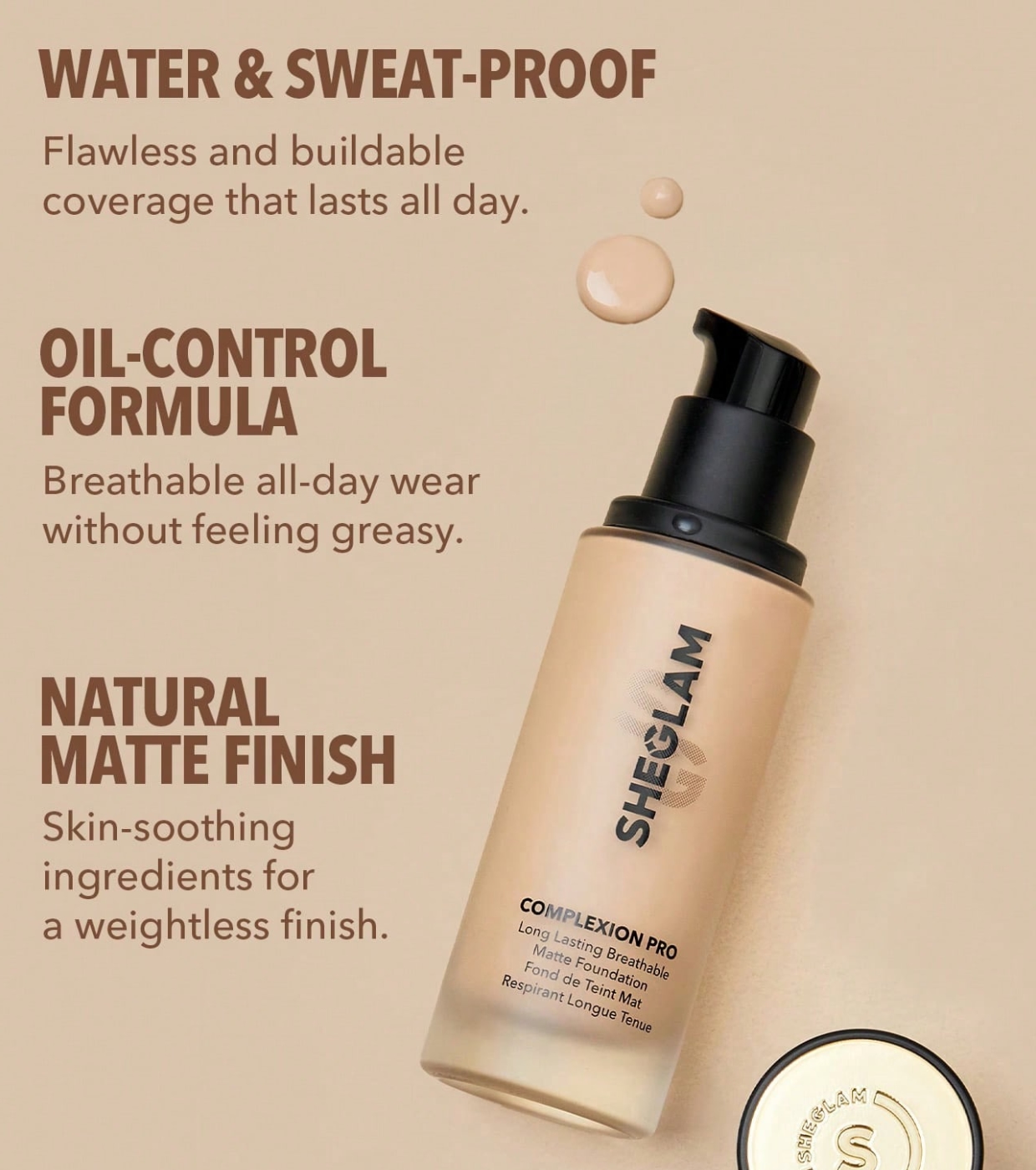 SHEGLAM - Base matte de longa duração Complexion Pro - Warm Vanilla