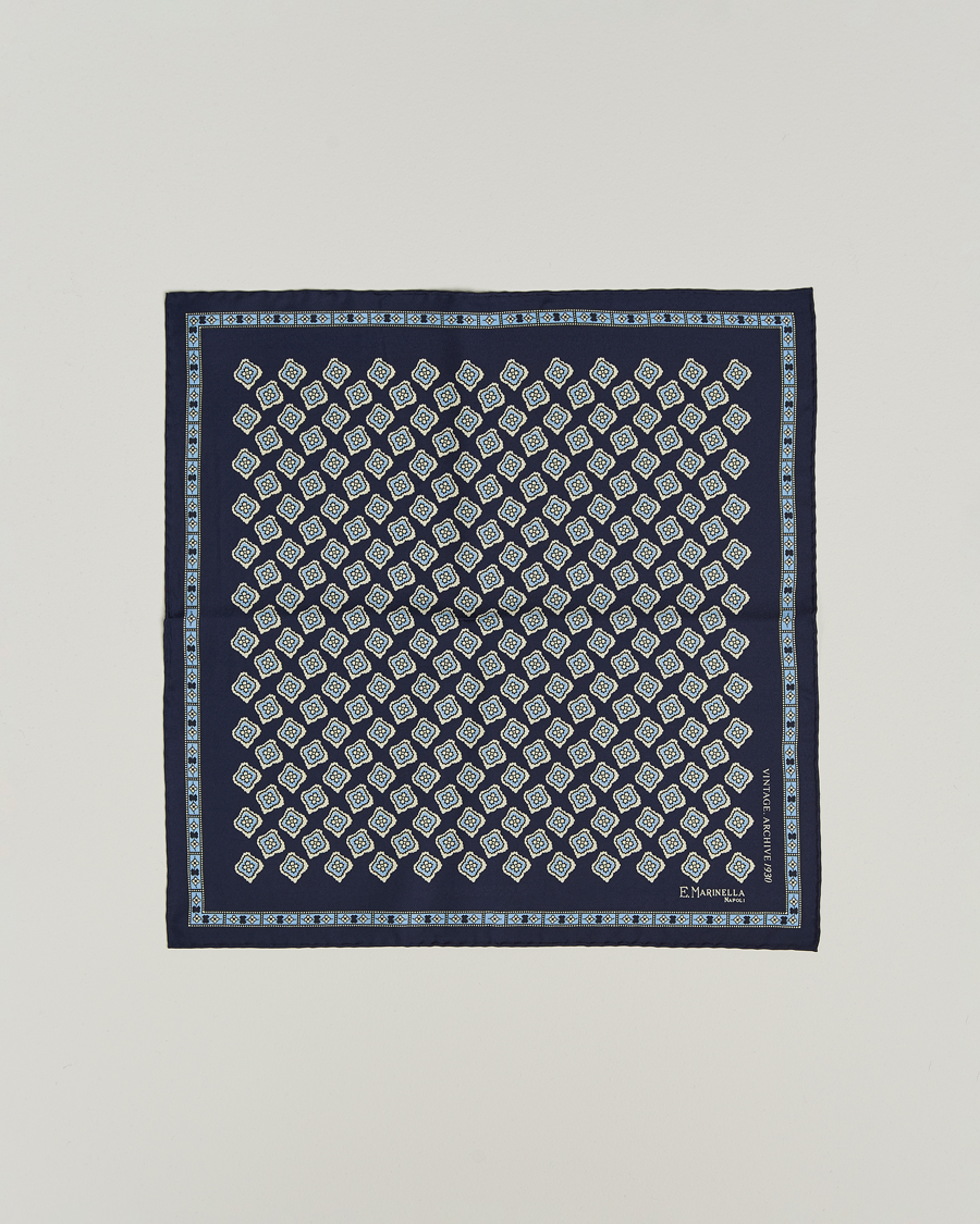 E. Marinella Archivio Silk Pocket Square Navy