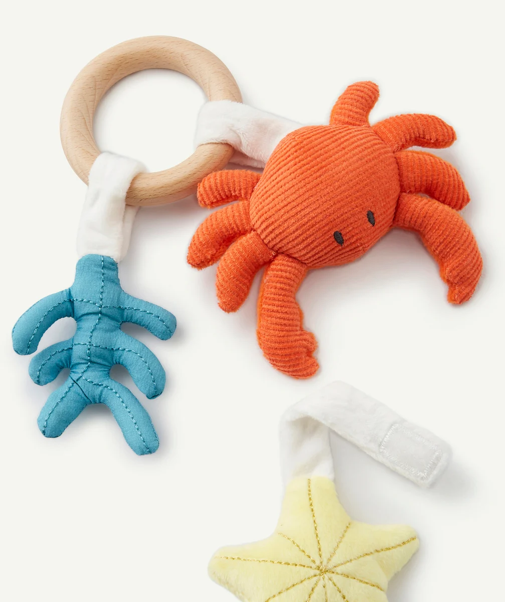 LE DOUDOU CRABE EN RELIEF AVEC SON HOCHET