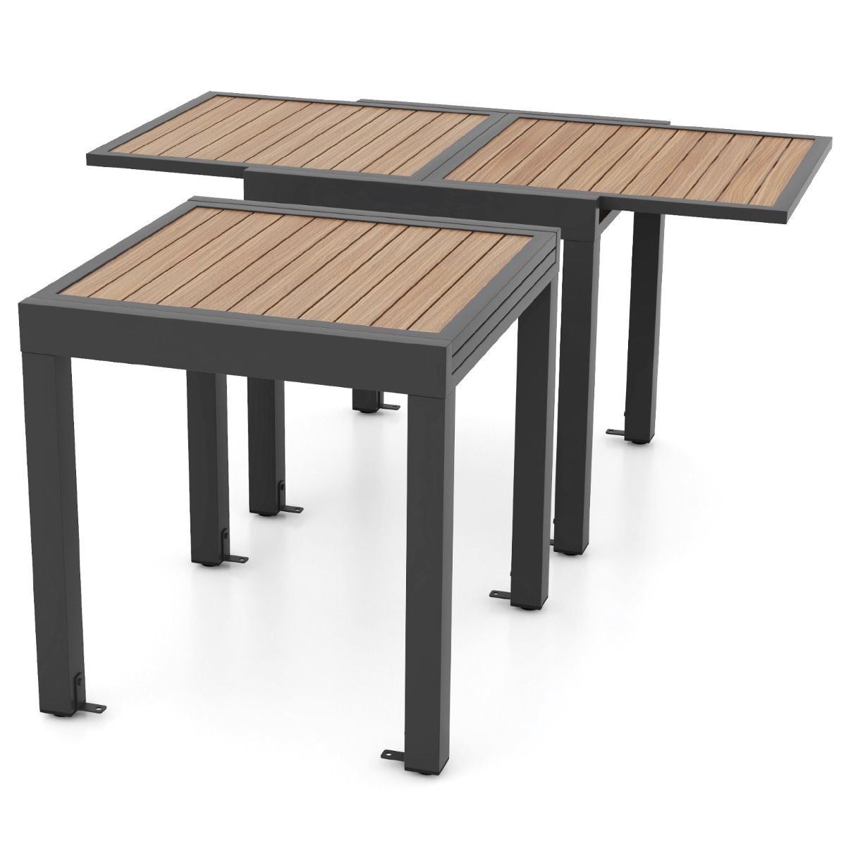 Table de Jardin Extensible en Aluminium Ajustable de 80 à 160 CM Table à Manger Extérieure Rectangulaire pour 4-6 Personnes Naturel - Lidl-Manfred