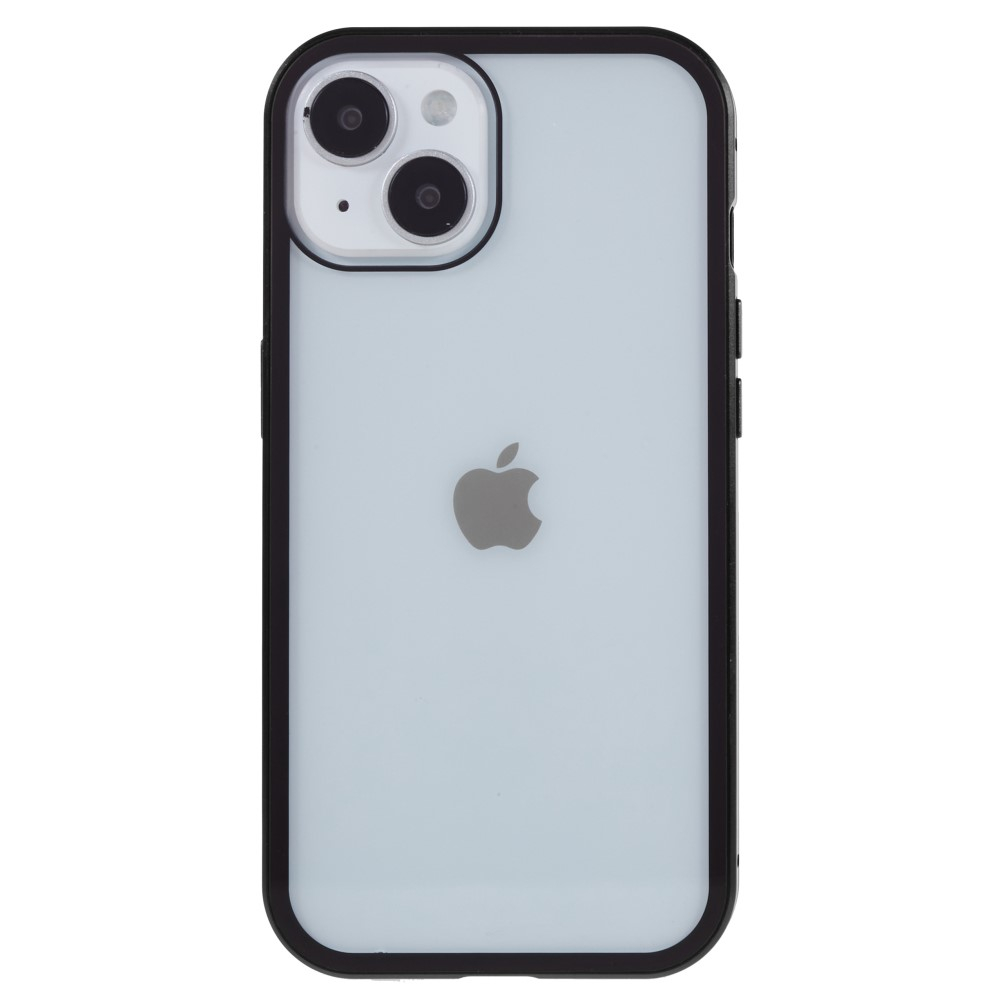 iPhone 14 Magnetische Alu Schutzhülle mit Panzer Glas Backcover   Privacy Glas Displayschutz (Magnet-Technologie) - Schwarz