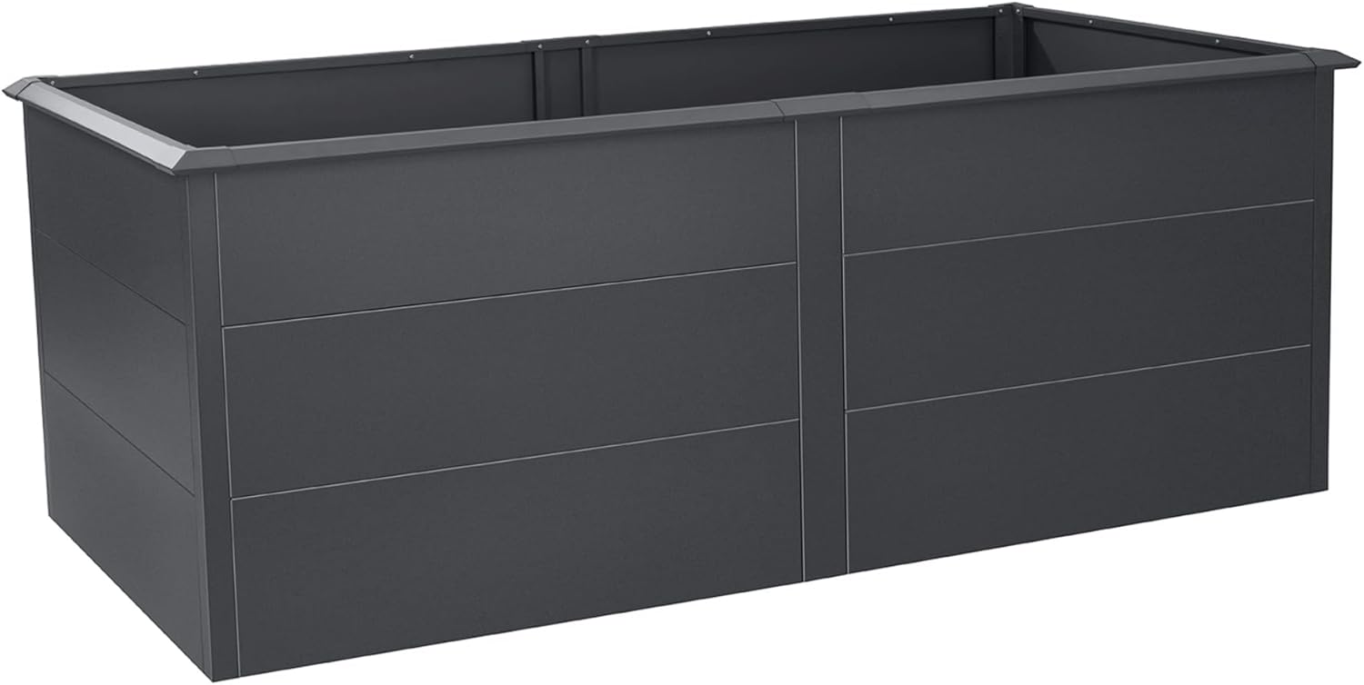 Zelsius Hochbeet für Garten, Terrasse oder Balkon Anthrazit RAL 7016 | 200 x 100 x 77 cm | Gemüsebeet, Blumenbeet, Pflanzbeet, Pflanzkasten, Blumenkasten, Gartenbeet