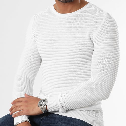Pull Maille Texturé 0386 Blanc