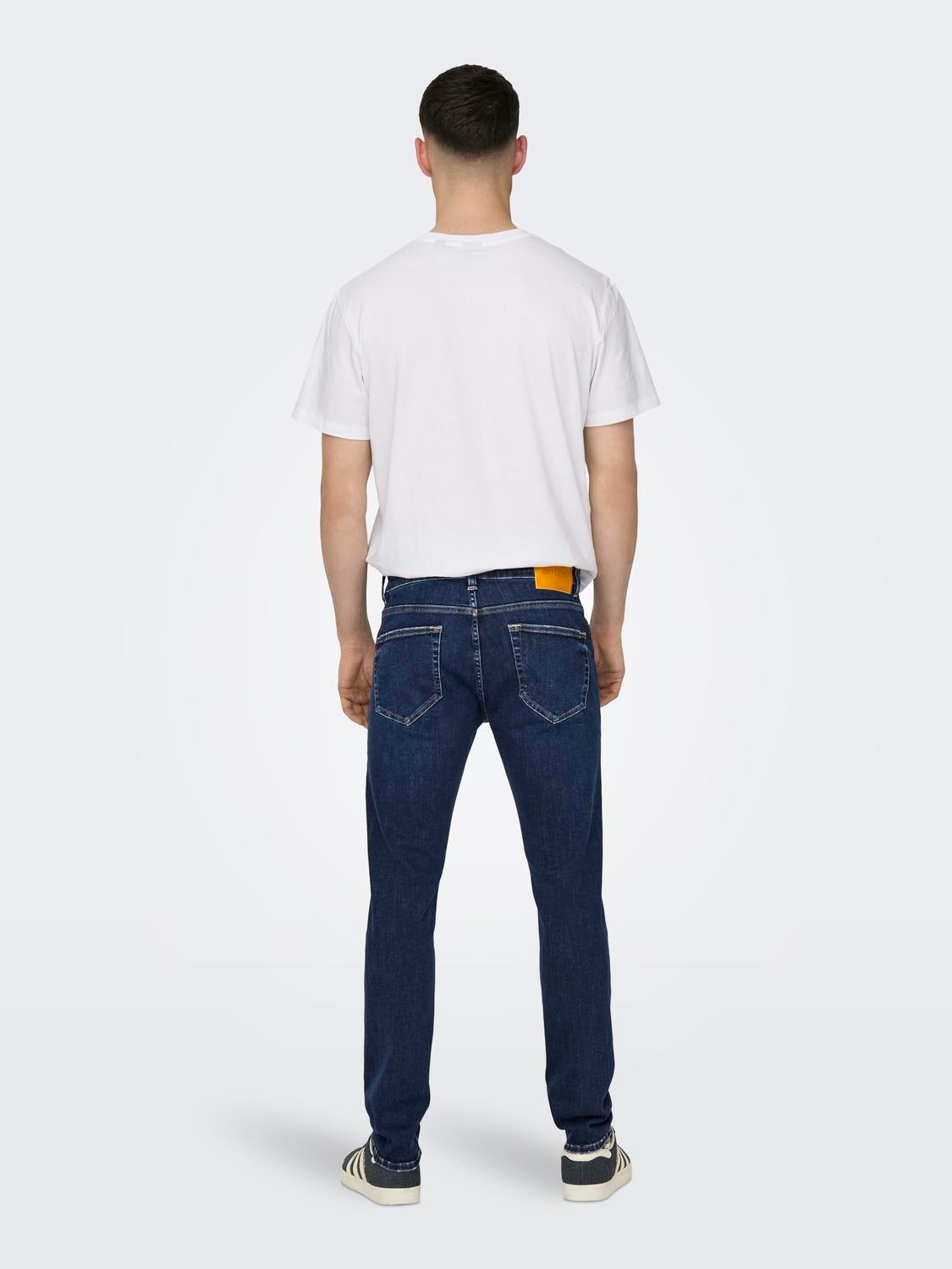 ONSWARP Niedrige Taille Skinny Fit Jeans Dark Blue Denim