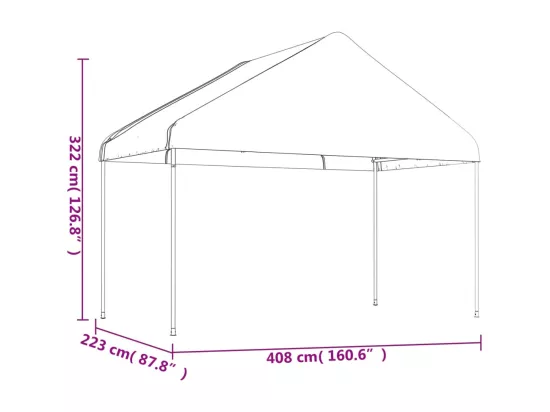 Belvédère avec toit blanc 13,38x4,08x3,22 m polyéthylène
