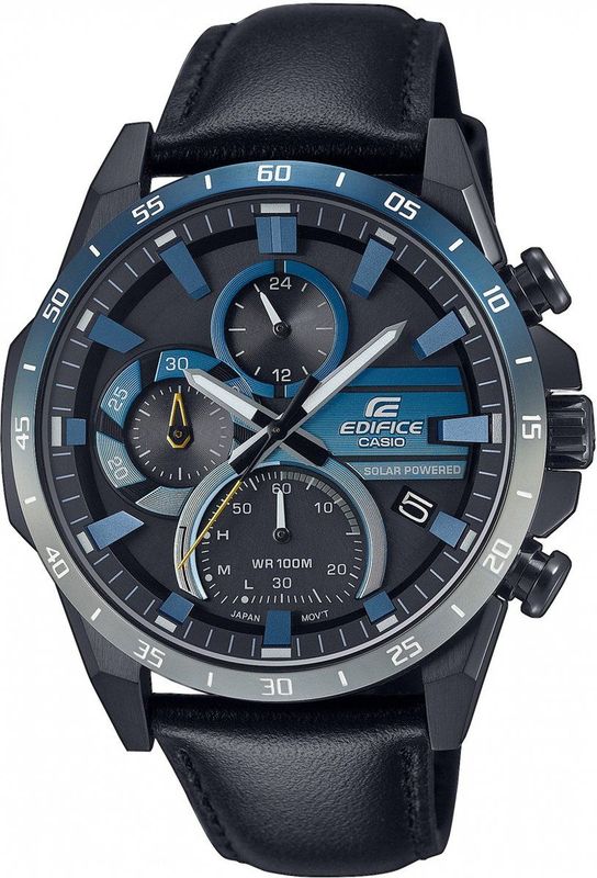 Casio - EQS-940NL-1AVUEF - Chronograaf - Zwart - Roestvrijstaal - Leren Band